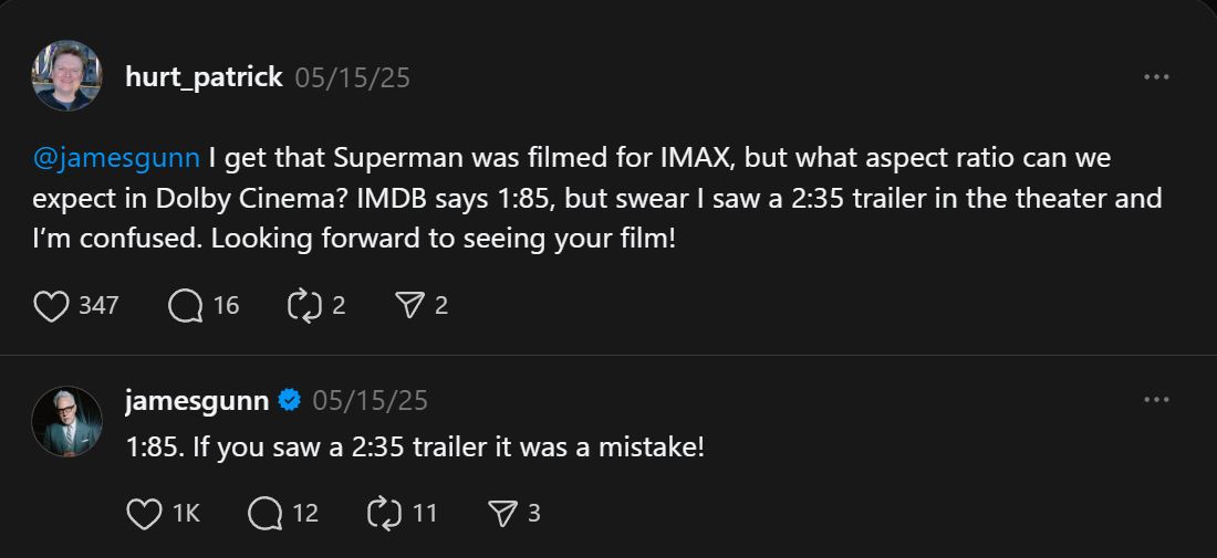 James Gunn on Superman aspect ratio
