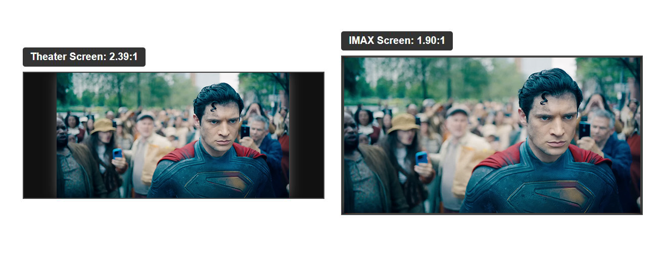 Superman Normal vs IMAX aspect ratio